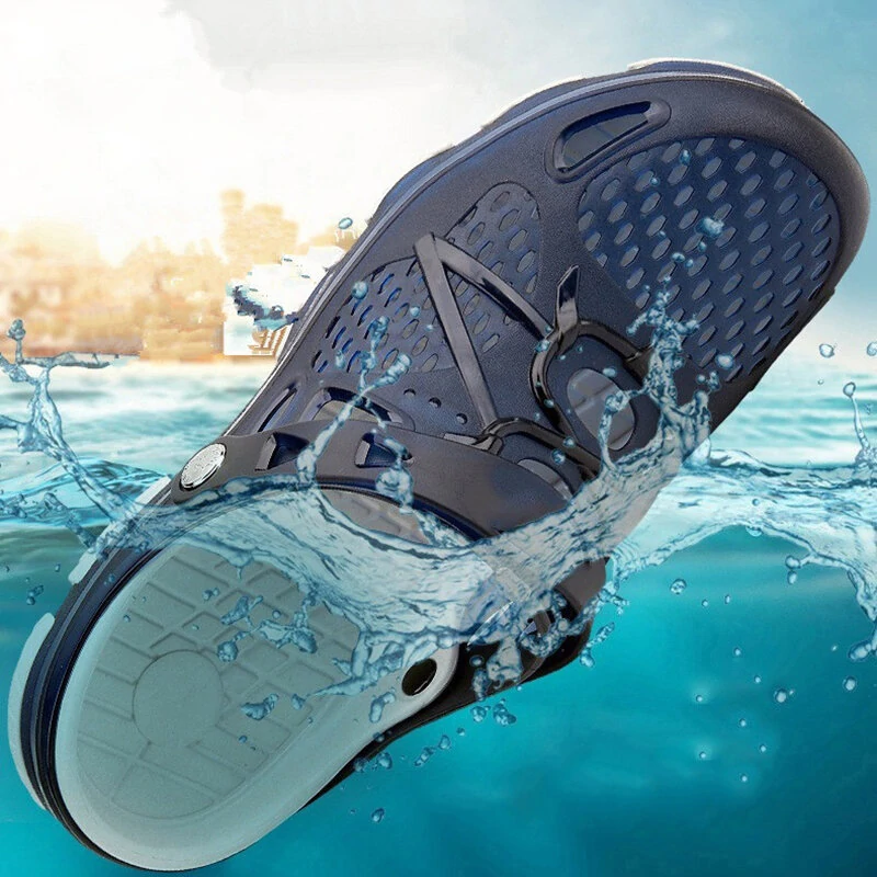 (image for) HEMU Men's Slippers Non-Slip Quick Drying Breathable Waterproof Deodorant Fashion Sports Casual Sandals